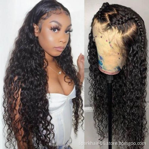10A Grade Raw Unprocessed Virgin Water Wave Lace Front Human Hair Wigs 150 180 250 Density Virgin Wigs Human Hair